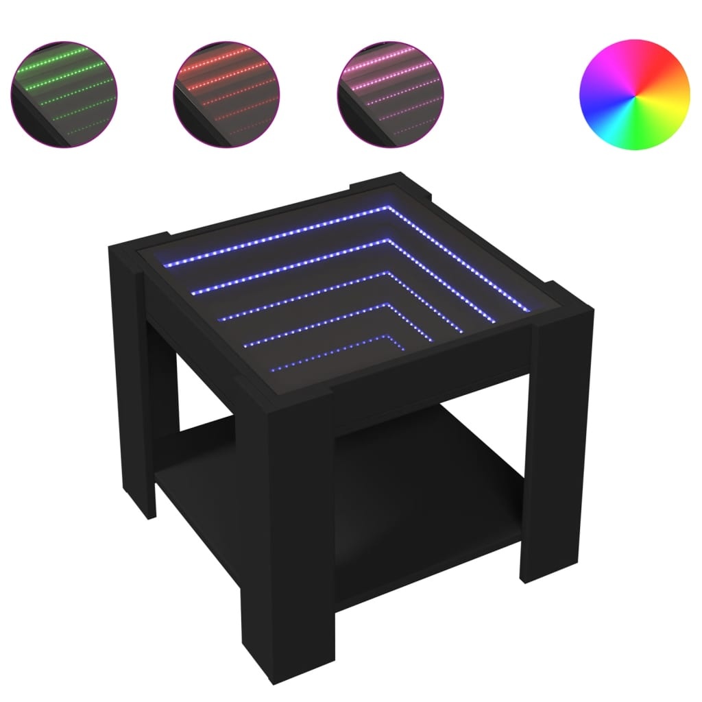 VidaXL Salontafel met LED 53x53x45 cm bewerkt hout zwart