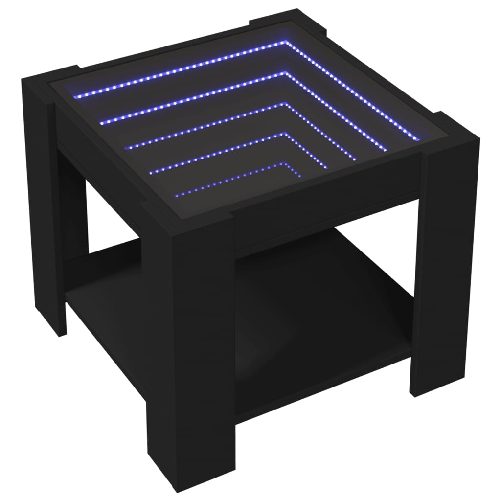 VidaXL Salontafel met LED 53x53x45 cm bewerkt hout zwart