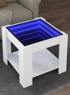 VidaXL Salontafel met LED 53x53x45 cm bewerkt hout wit