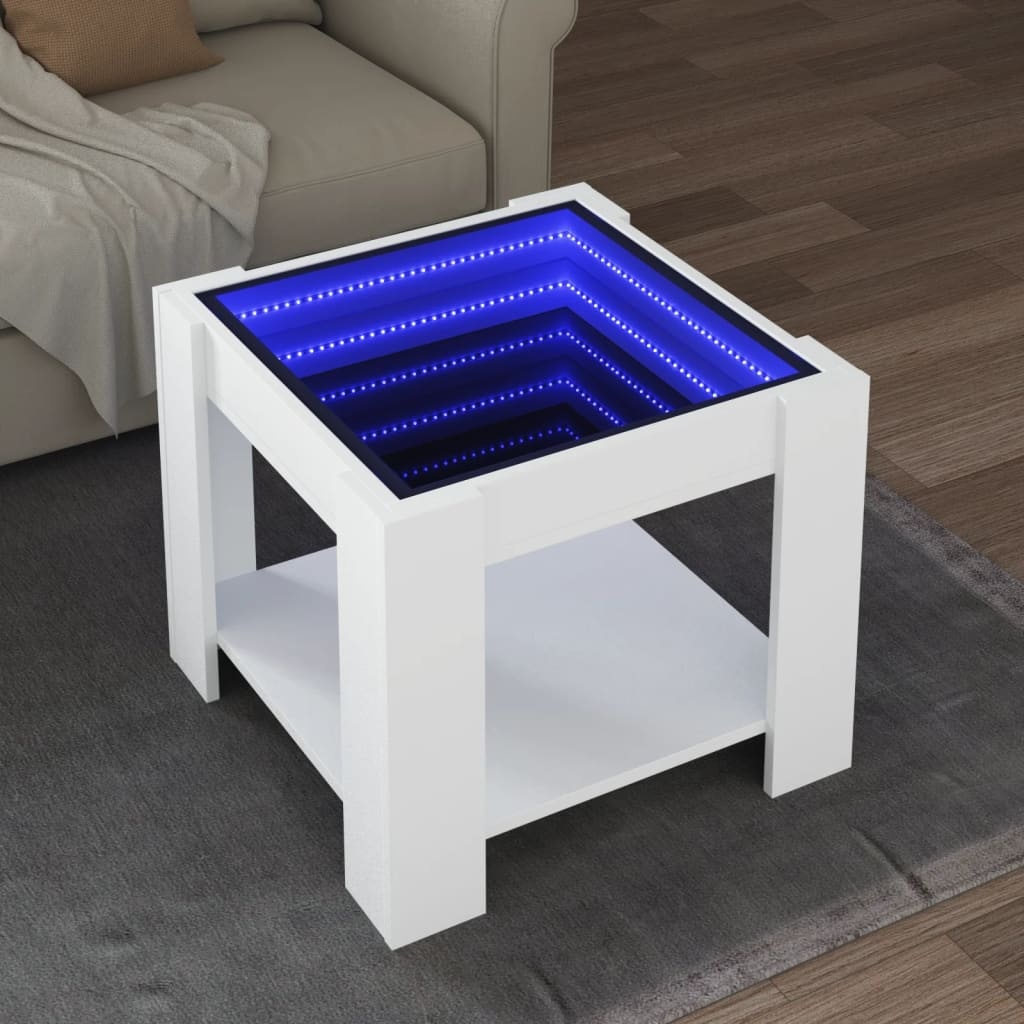 VidaXL Salontafel met LED 53x53x45 cm bewerkt hout wit