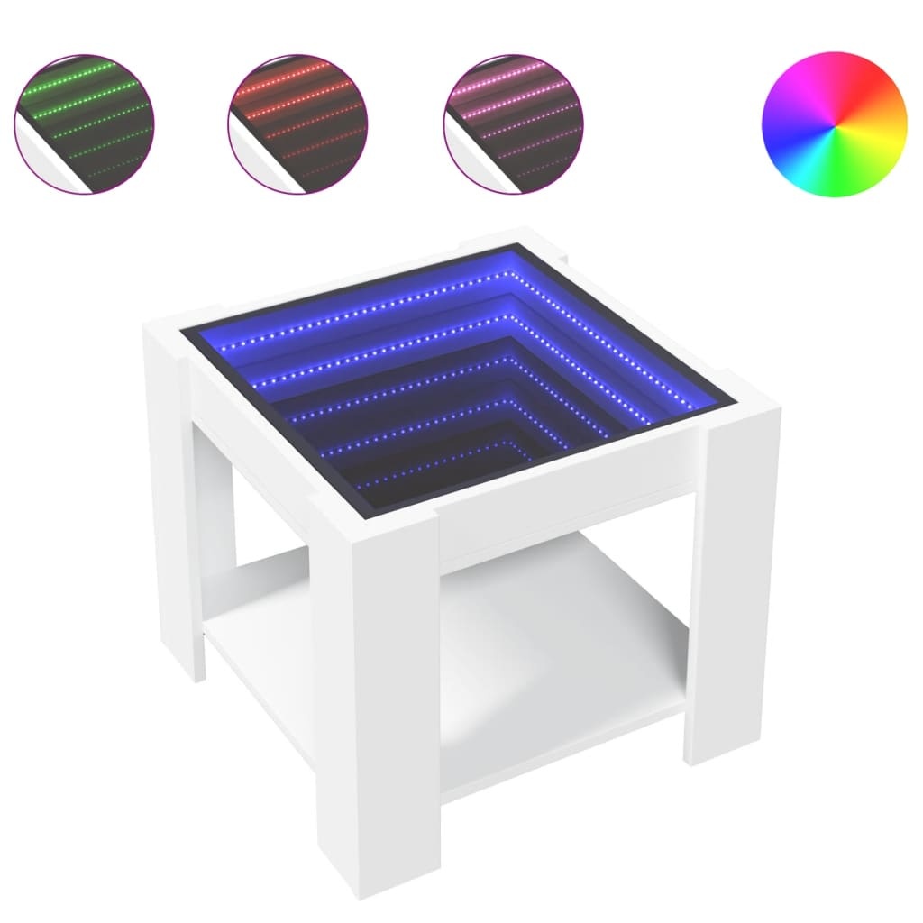 VidaXL Salontafel met LED 53x53x45 cm bewerkt hout wit