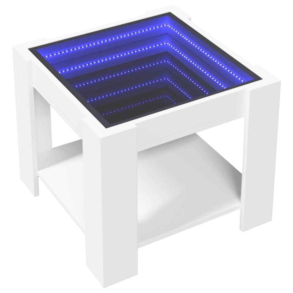 VidaXL Salontafel met LED 53x53x45 cm bewerkt hout wit