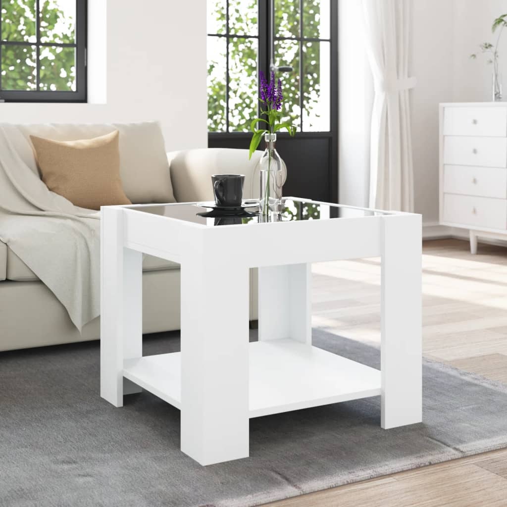 VidaXL Salontafel met LED 53x53x45 cm bewerkt hout wit