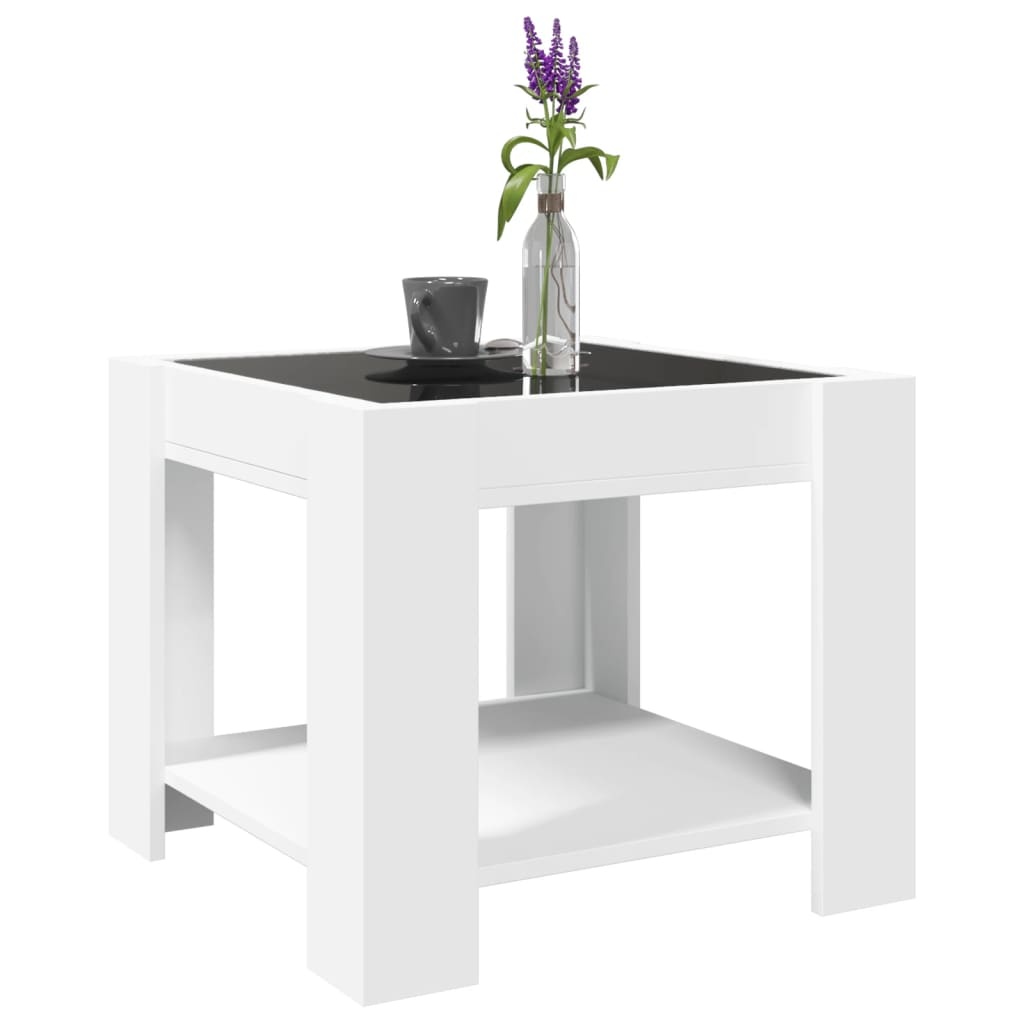 VidaXL Salontafel met LED 53x53x45 cm bewerkt hout wit