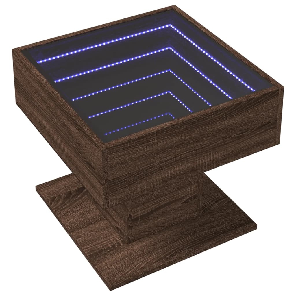 VidaXL Salontafel met LED 50x50x45 cm bewerkt hout bruin eikenkleurig