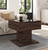 VidaXL Salontafel met LED 50x50x45 cm bewerkt hout bruin eikenkleurig