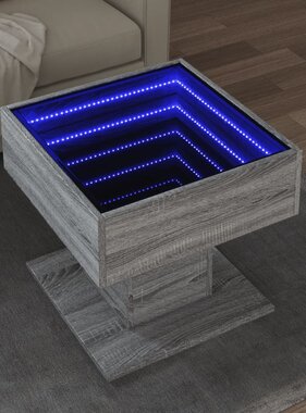 VidaXL Salontafel met LED 50x50x45 cm bewerkt hout grijs sonoma eiken