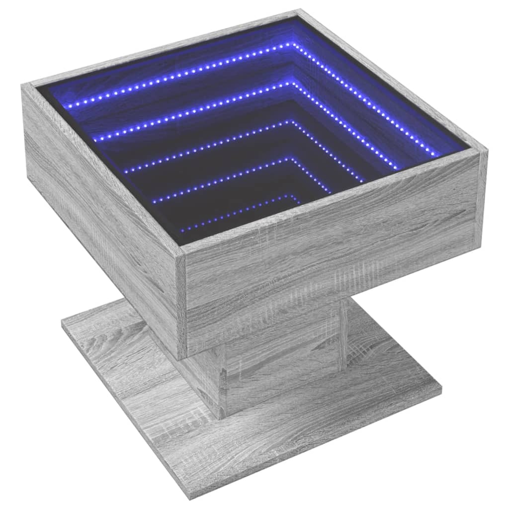 VidaXL Salontafel met LED 50x50x45 cm bewerkt hout grijs sonoma eiken