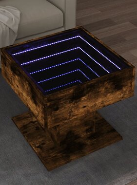 VidaXL Salontafel met LED 50x50x45 cm bewerkt hout gerookt eikenkleur