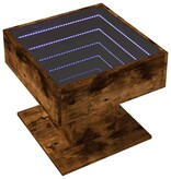 VidaXL Salontafel met LED 50x50x45 cm bewerkt hout gerookt eikenkleur
