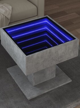 VidaXL Salontafel met LED 50x50x45 cm bewerkt hout betongrijs