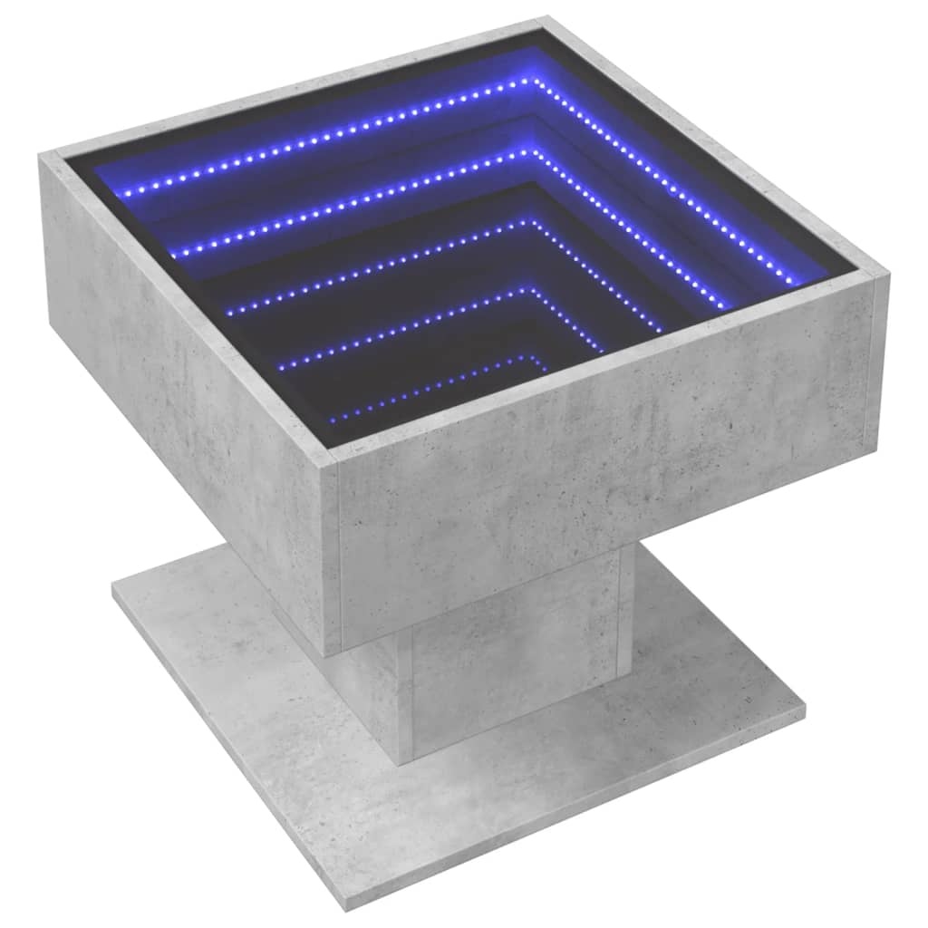 VidaXL Salontafel met LED 50x50x45 cm bewerkt hout betongrijs