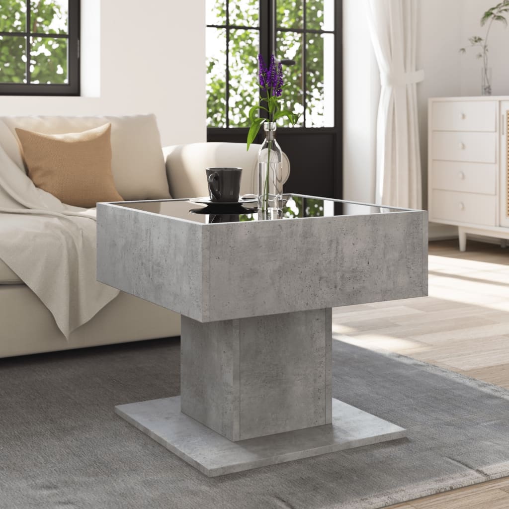 VidaXL Salontafel met LED 50x50x45 cm bewerkt hout betongrijs