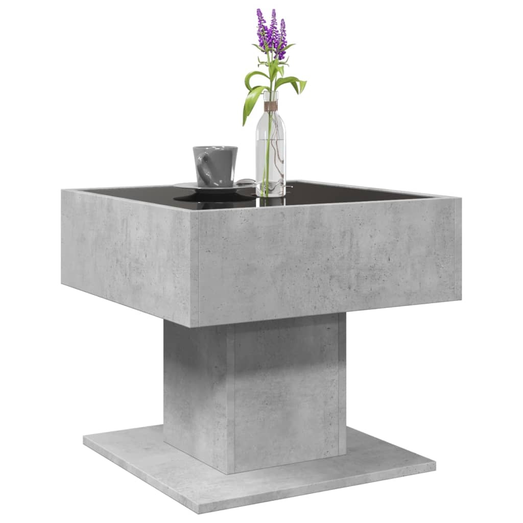 VidaXL Salontafel met LED 50x50x45 cm bewerkt hout betongrijs