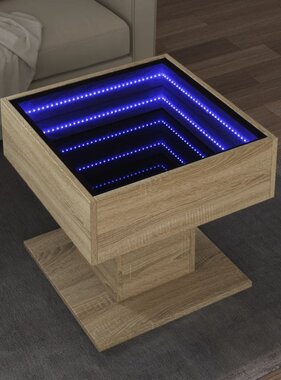 VidaXL Salontafel met LED 50x50x45 cm bewerkt hout sonoma eikenkleurig
