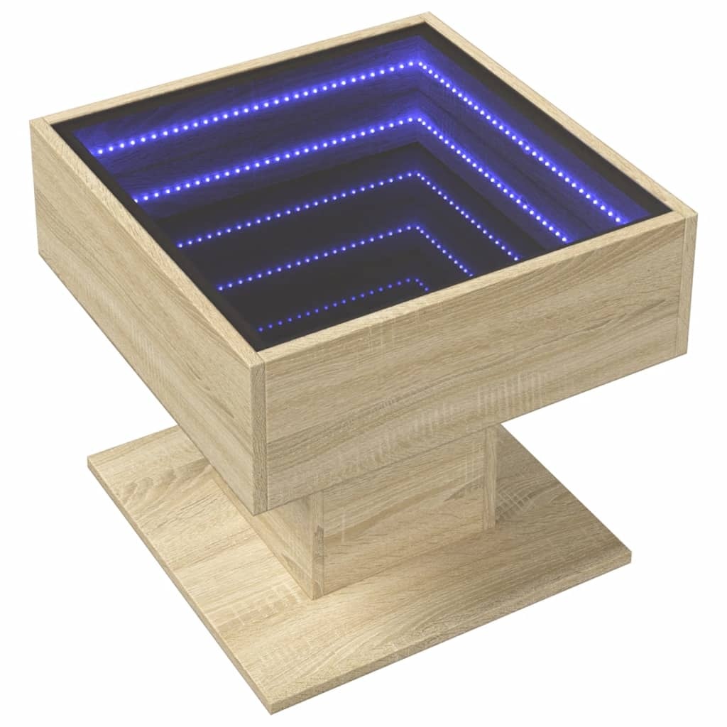 VidaXL Salontafel met LED 50x50x45 cm bewerkt hout sonoma eikenkleurig