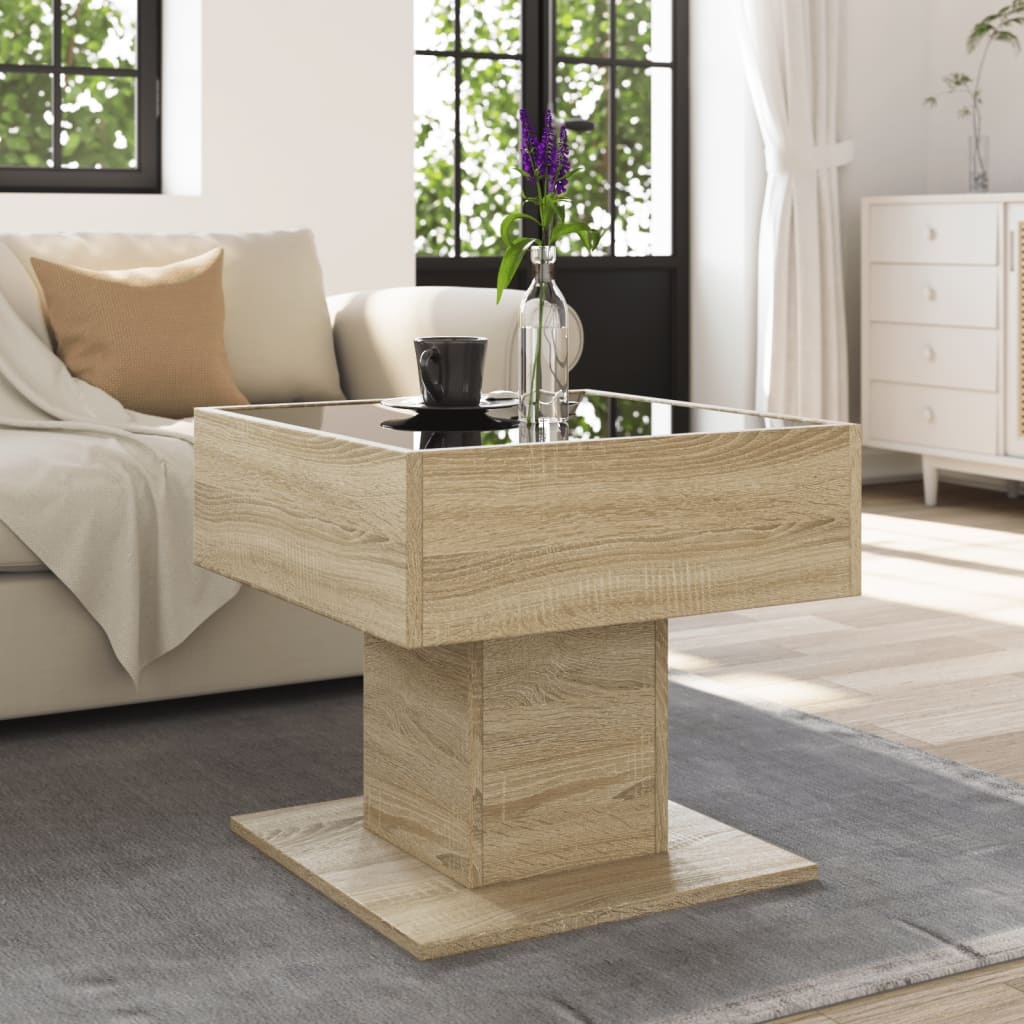 VidaXL Salontafel met LED 50x50x45 cm bewerkt hout sonoma eikenkleurig