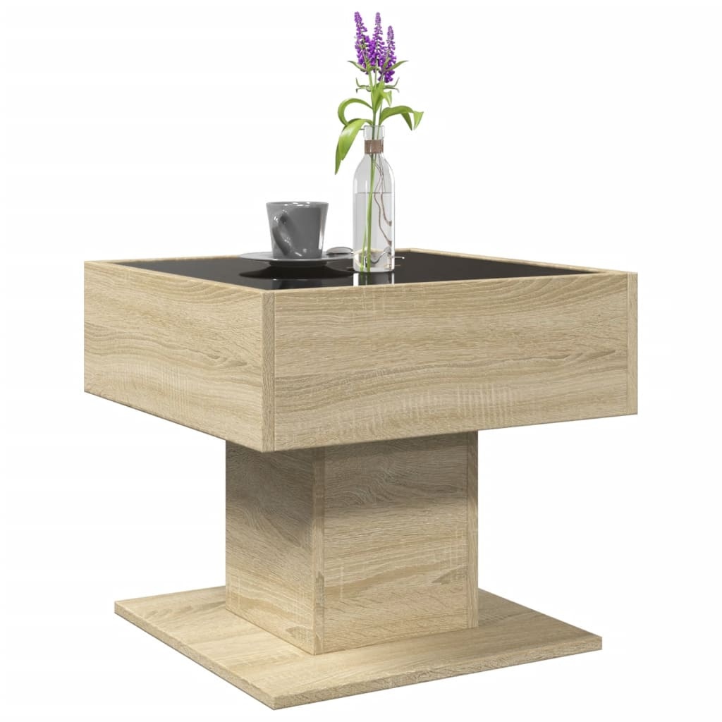 VidaXL Salontafel met LED 50x50x45 cm bewerkt hout sonoma eikenkleurig