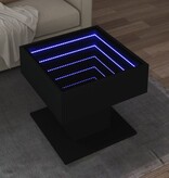 VidaXL Salontafel met LED 50x50x45 cm bewerkt hout zwart