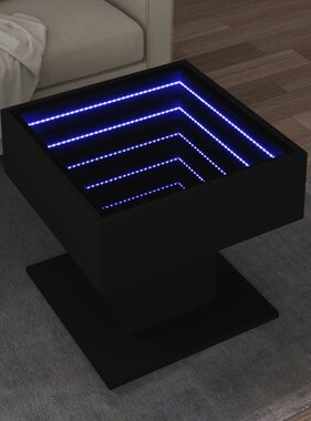 VidaXL Salontafel met LED 50x50x45 cm bewerkt hout zwart