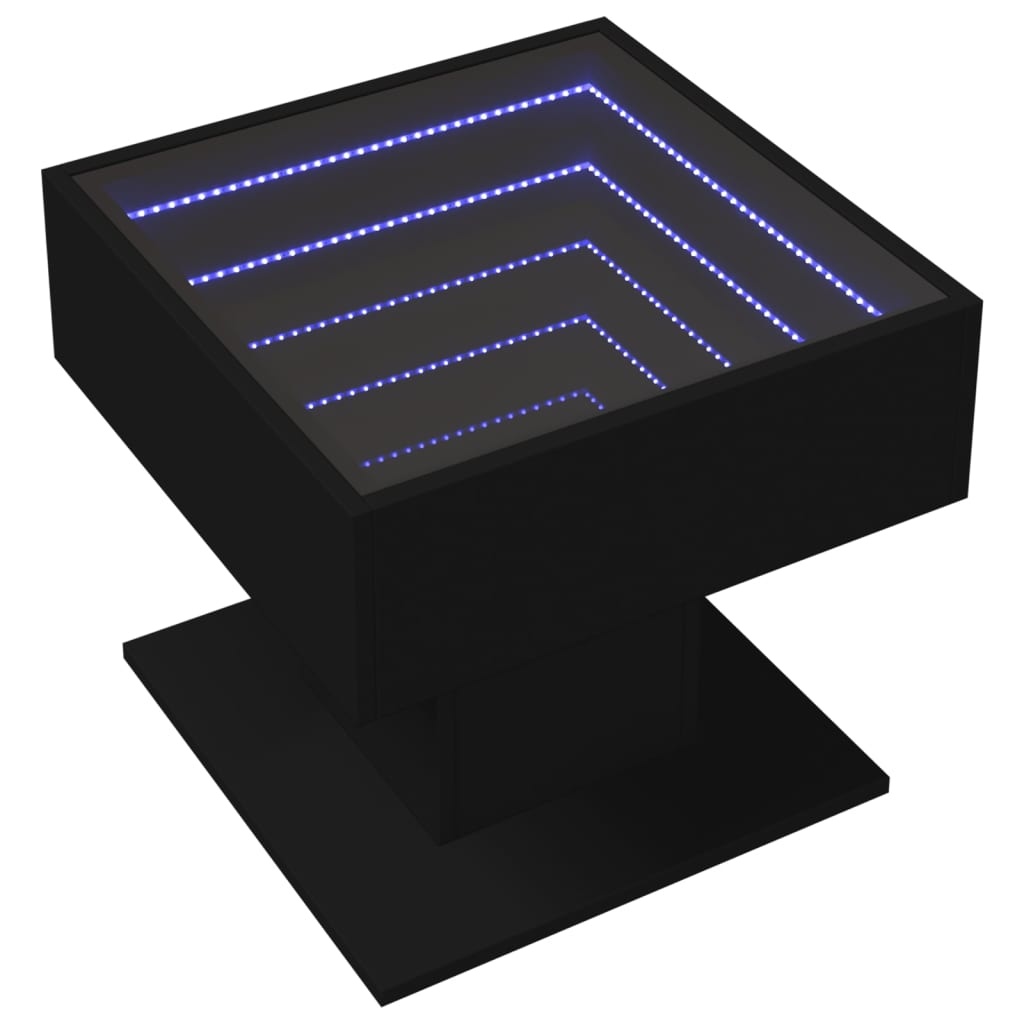 VidaXL Salontafel met LED 50x50x45 cm bewerkt hout zwart