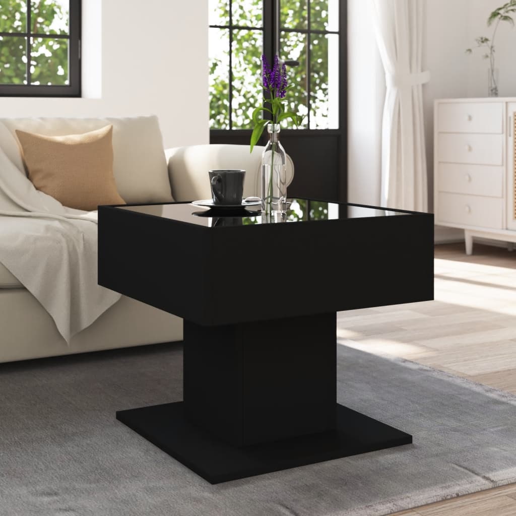 VidaXL Salontafel met LED 50x50x45 cm bewerkt hout zwart