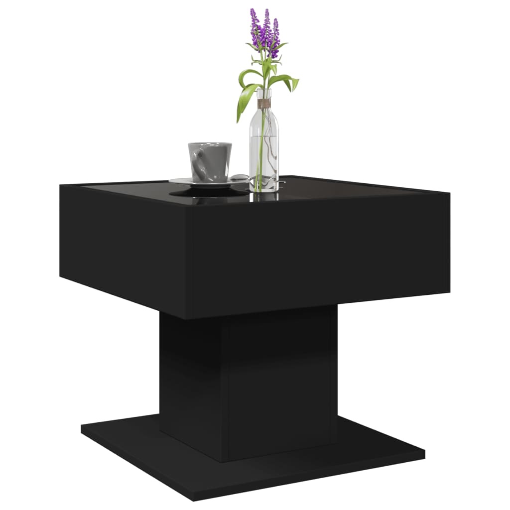 VidaXL Salontafel met LED 50x50x45 cm bewerkt hout zwart