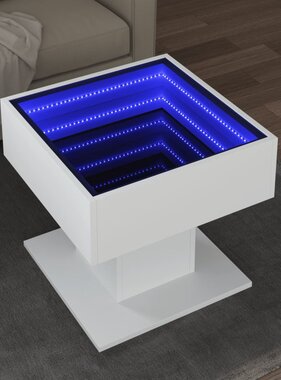 VidaXL Salontafel met LED 50x50x45 cm bewerkt hout wit