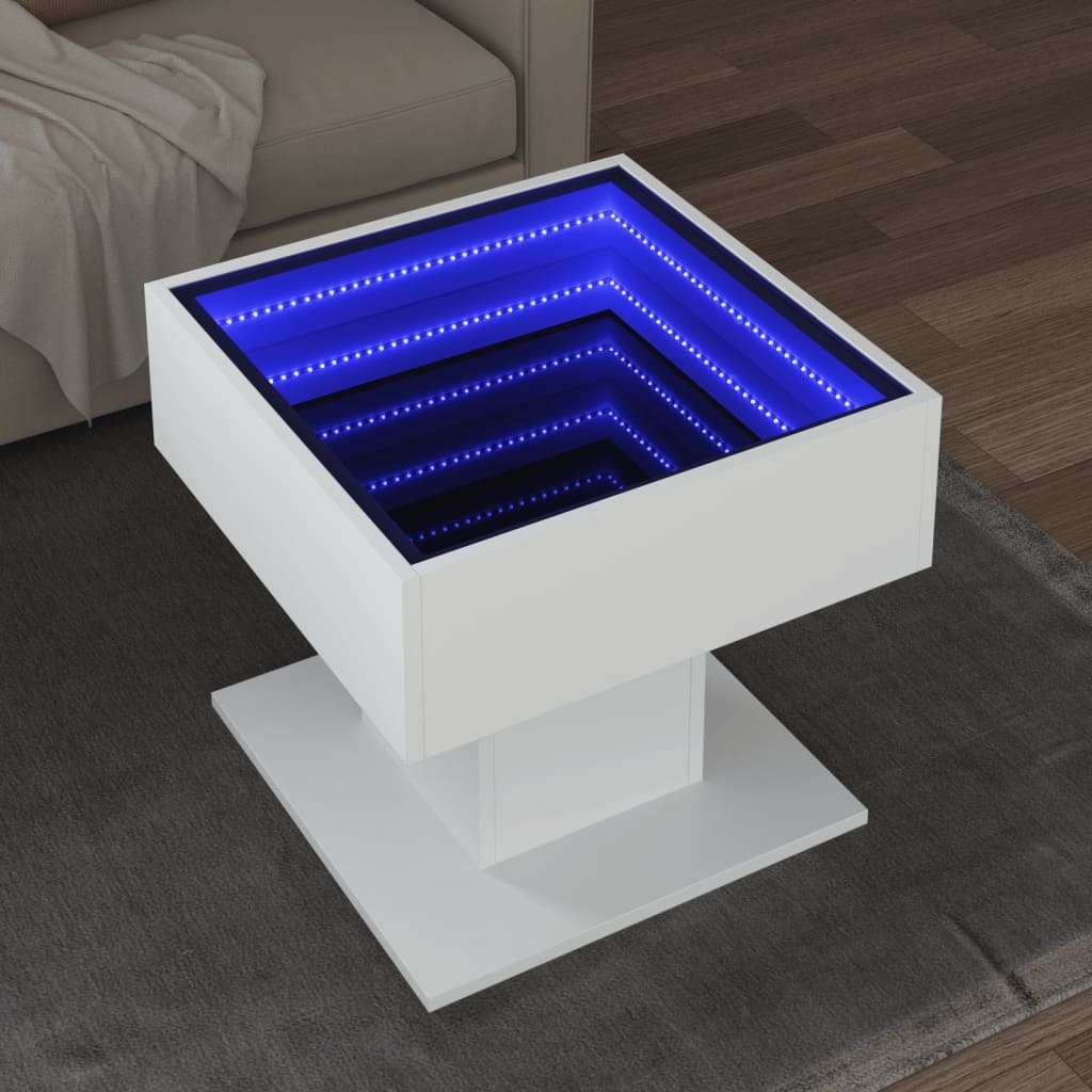 VidaXL Salontafel met LED 50x50x45 cm bewerkt hout wit