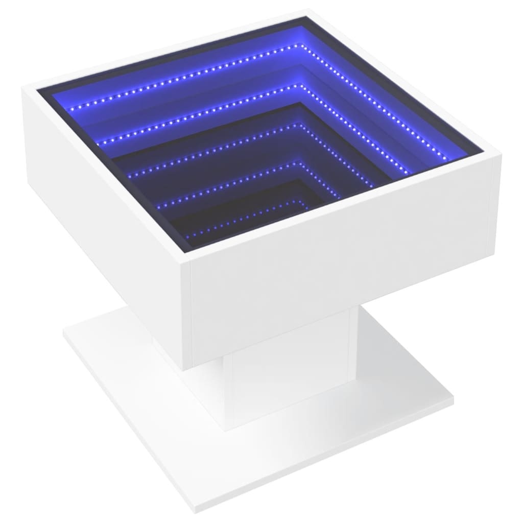 VidaXL Salontafel met LED 50x50x45 cm bewerkt hout wit