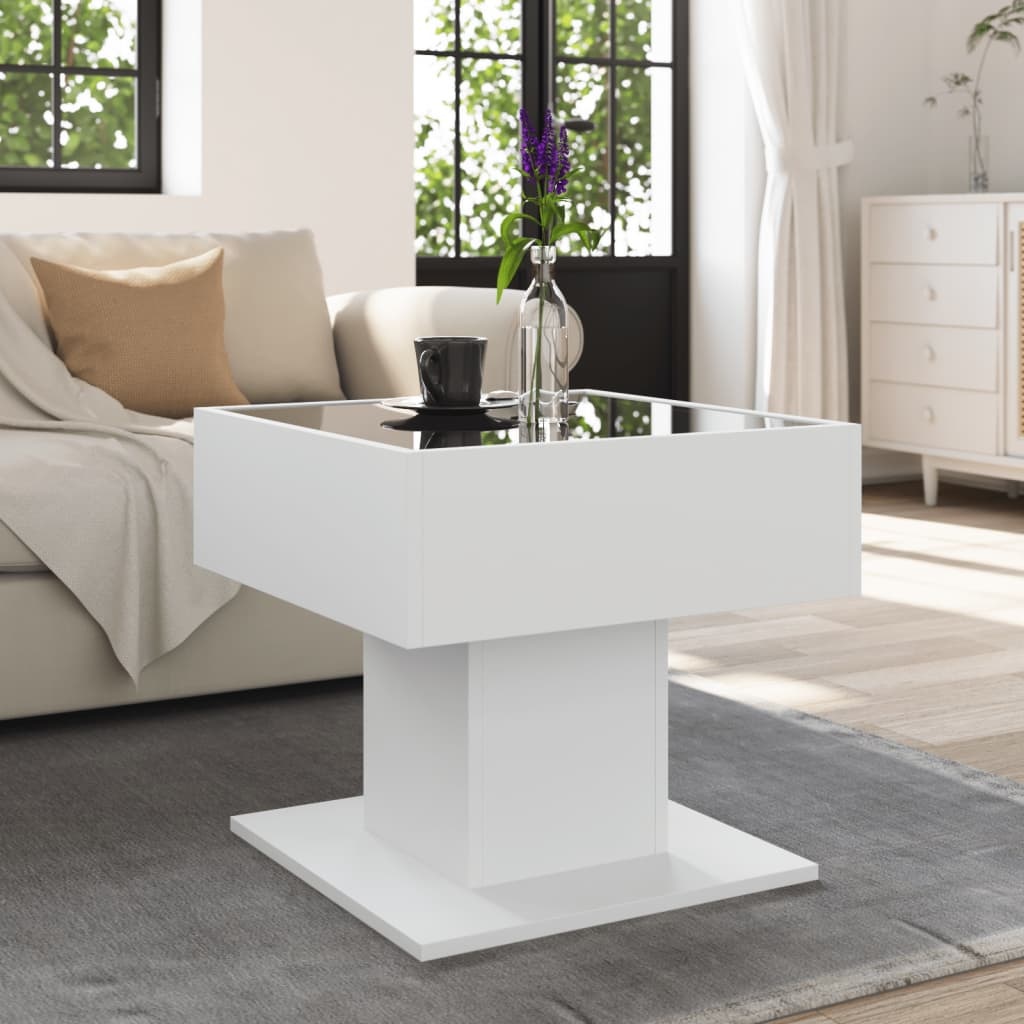 VidaXL Salontafel met LED 50x50x45 cm bewerkt hout wit
