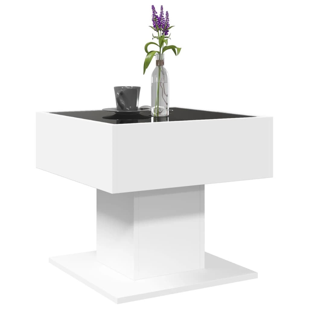 VidaXL Salontafel met LED 50x50x45 cm bewerkt hout wit
