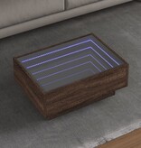VidaXL Salontafel met LED 70x50x30 cm bewerkt hout bruin eikenkleurig