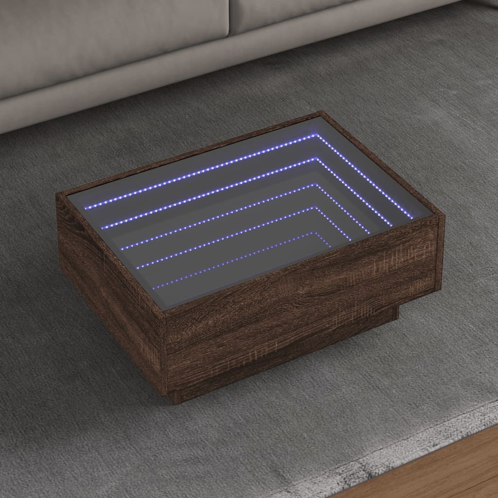 VidaXL Salontafel met LED 70x50x30 cm bewerkt hout bruin eikenkleurig