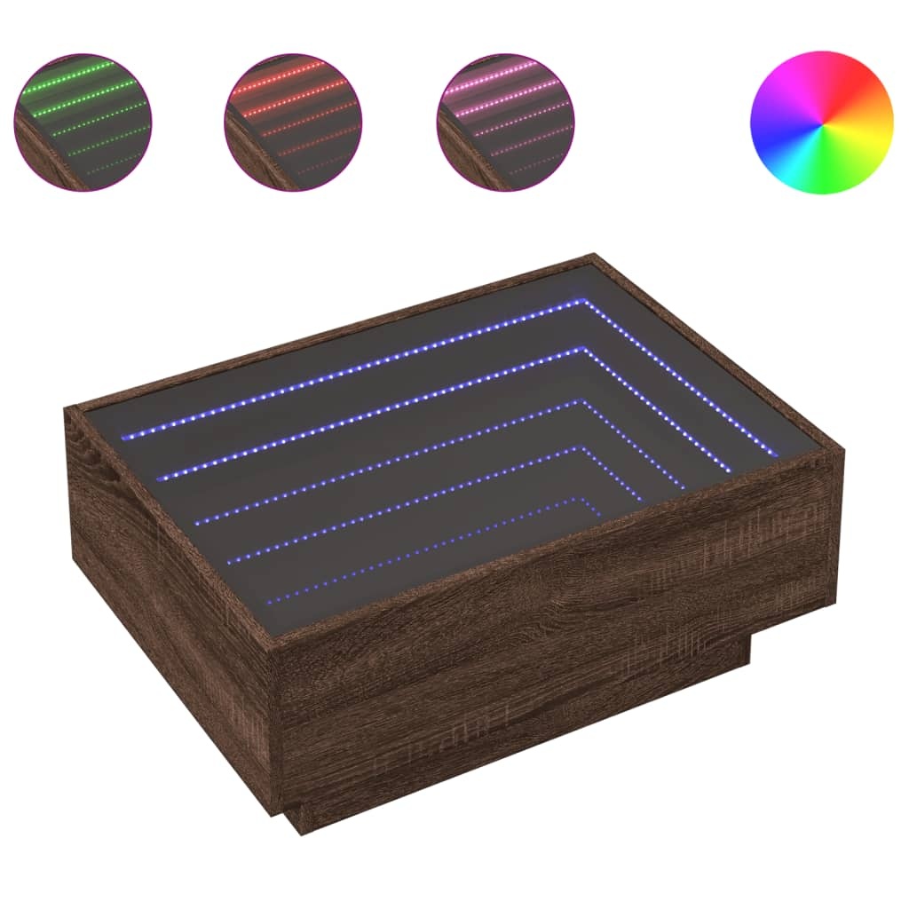 VidaXL Salontafel met LED 70x50x30 cm bewerkt hout bruin eikenkleurig