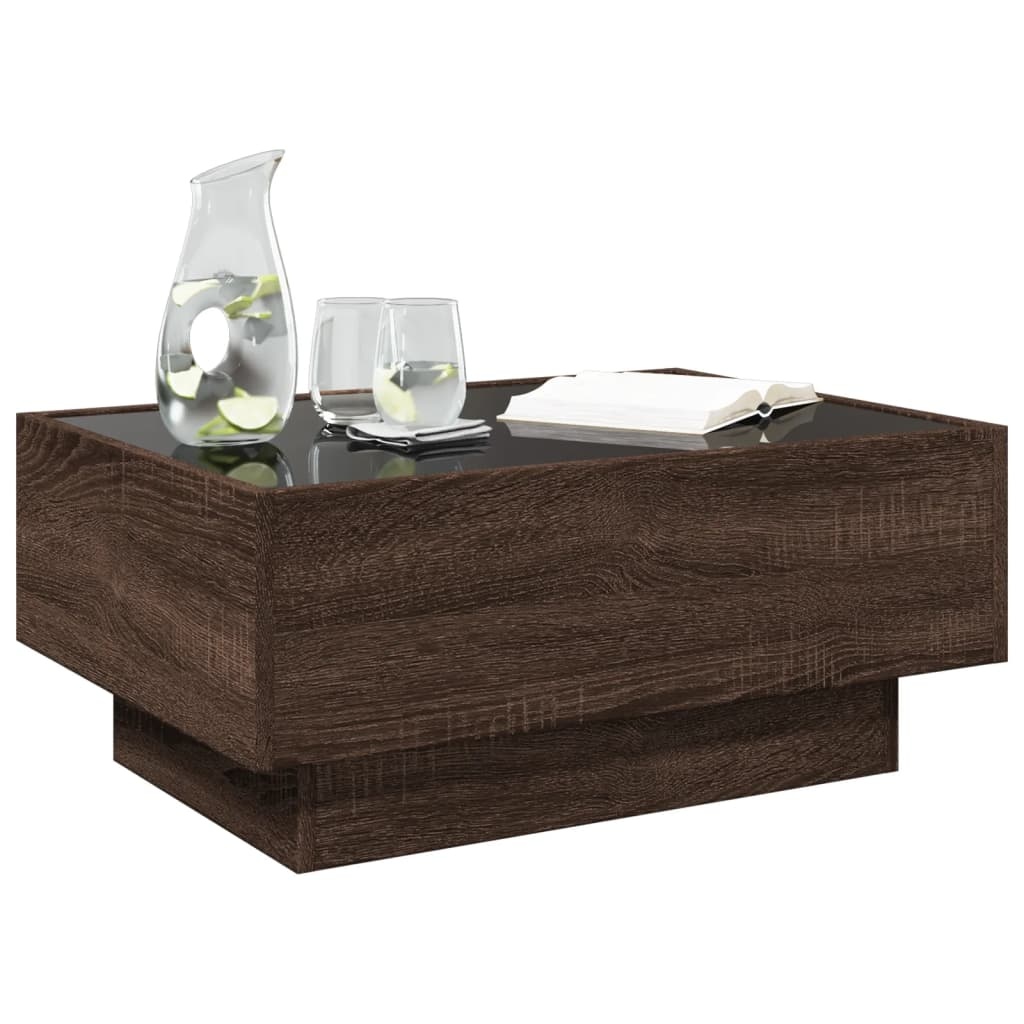 VidaXL Salontafel met LED 70x50x30 cm bewerkt hout bruin eikenkleurig