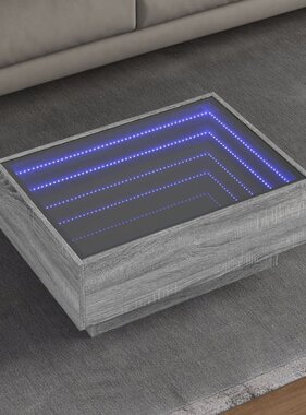 VidaXL Salontafel met LED 70x50x30 cm bewerkt hout grijs sonoma eiken