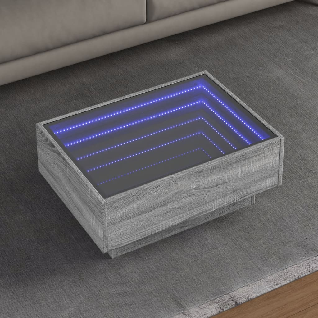 VidaXL Salontafel met LED 70x50x30 cm bewerkt hout grijs sonoma eiken
