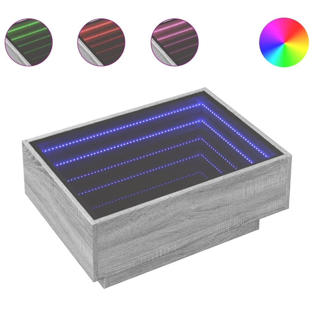 VidaXL Salontafel met LED 70x50x30 cm bewerkt hout grijs sonoma eiken