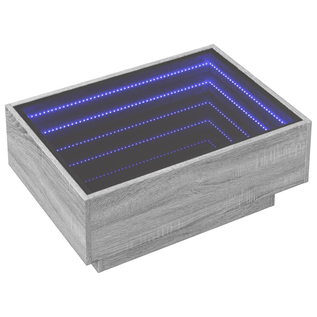 VidaXL Salontafel met LED 70x50x30 cm bewerkt hout grijs sonoma eiken