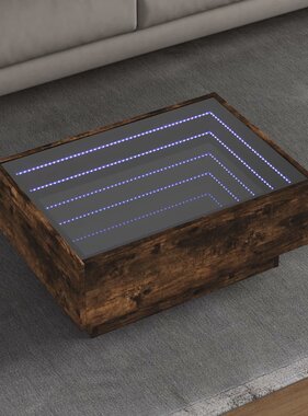 VidaXL Salontafel met LED 70x50x30 cm bewerkt hout gerookt eikenkleur
