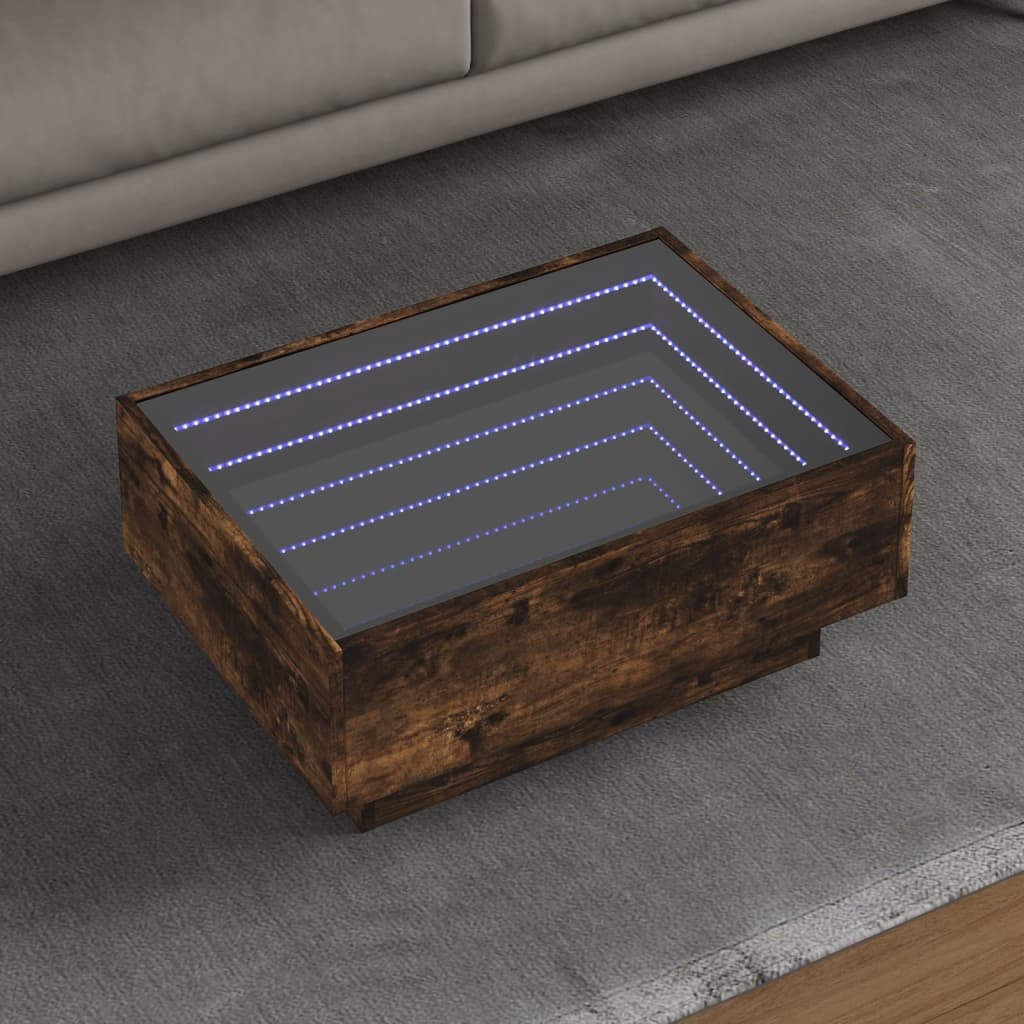 VidaXL Salontafel met LED 70x50x30 cm bewerkt hout gerookt eikenkleur