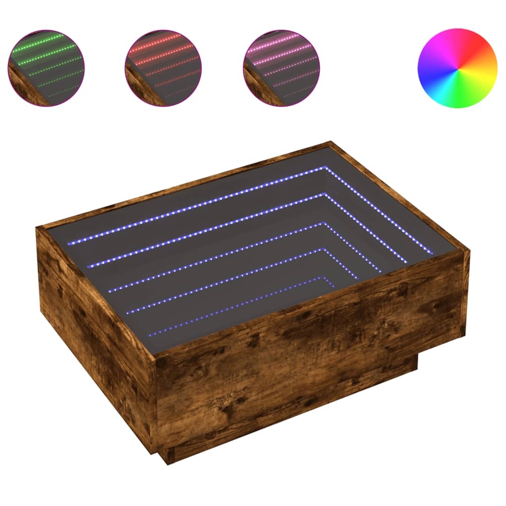 VidaXL Salontafel met LED 70x50x30 cm bewerkt hout gerookt eikenkleur