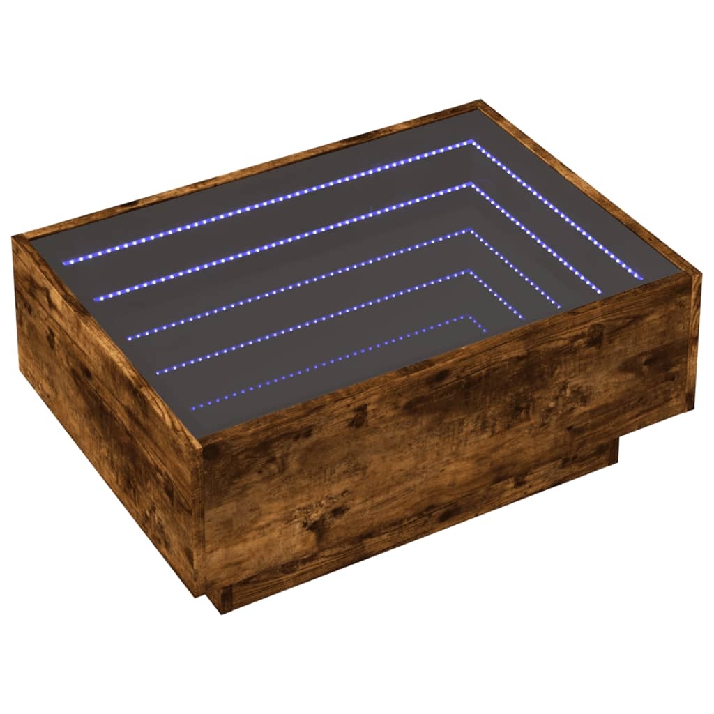 VidaXL Salontafel met LED 70x50x30 cm bewerkt hout gerookt eikenkleur