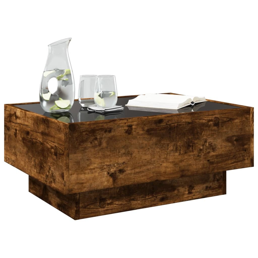 VidaXL Salontafel met LED 70x50x30 cm bewerkt hout gerookt eikenkleur