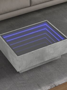 VidaXL Salontafel met LED 70x50x30 cm bewerkt hout betongrijs