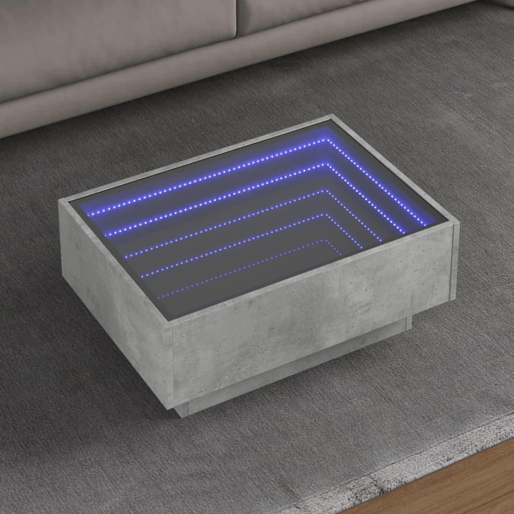 VidaXL Salontafel met LED 70x50x30 cm bewerkt hout betongrijs