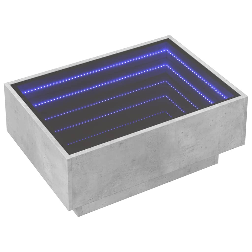VidaXL Salontafel met LED 70x50x30 cm bewerkt hout betongrijs
