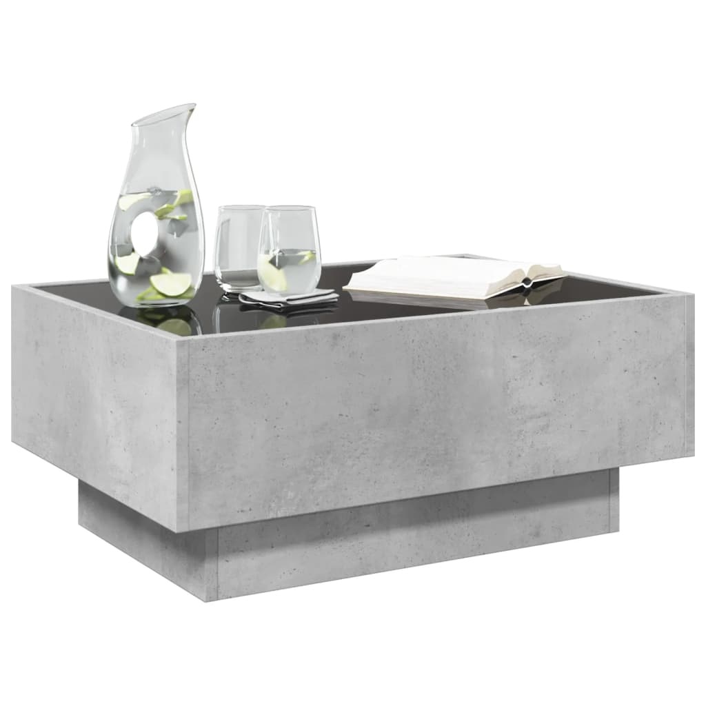 VidaXL Salontafel met LED 70x50x30 cm bewerkt hout betongrijs