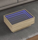 VidaXL Salontafel met LED 70x50x30 cm bewerkt hout sonoma eikenkleurig